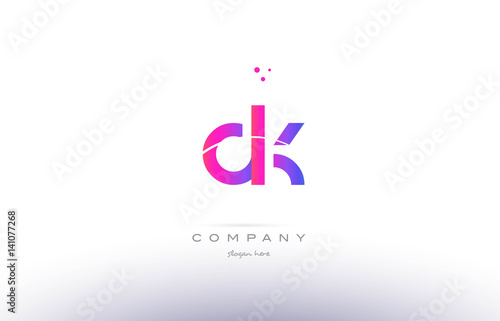 dk d k pink modern creative alphabet letter logo icon template