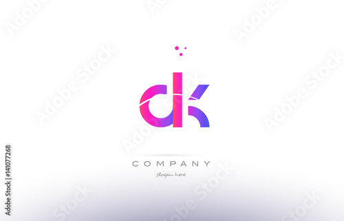 dk d k  pink modern creative alphabet letter logo icon template