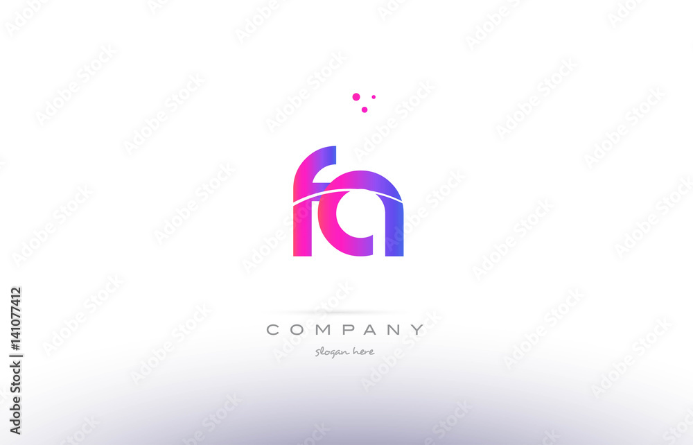 Fototapeta premium fa f a pink modern creative alphabet letter logo icon template