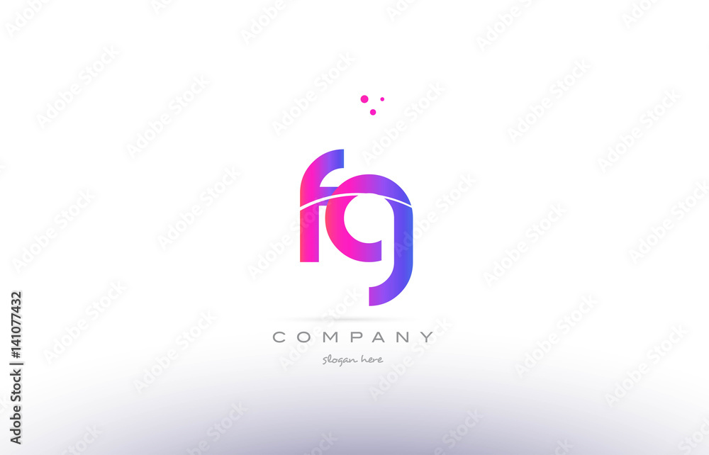 fg f g  pink modern creative alphabet letter logo icon template
