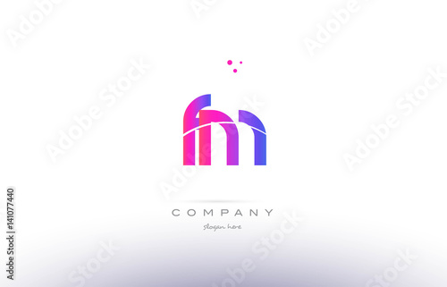 fm f m  pink modern creative alphabet letter logo icon template