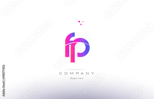 fp f p  pink modern creative alphabet letter logo icon template