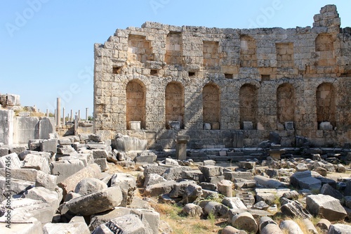 Ruins of the ancient city Perge Turkey photo