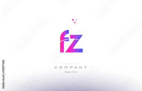 fz f z pink modern creative alphabet letter logo icon template