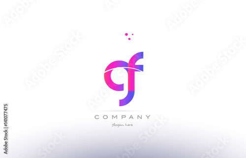 gf g f  pink modern creative alphabet letter logo icon template