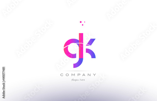 gk g k  pink modern creative alphabet letter logo icon template
