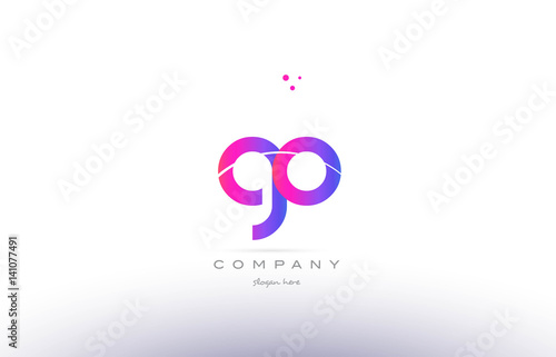 go g o  pink modern creative alphabet letter logo icon template