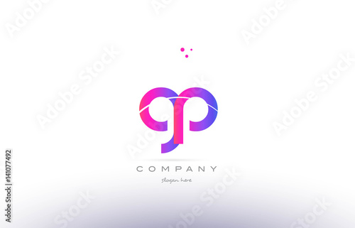 gp g p  pink modern creative alphabet letter logo icon template