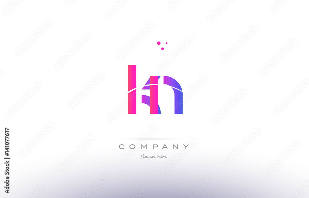 Obraz premium kn k n pink modern creative alphabet letter logo icon template
