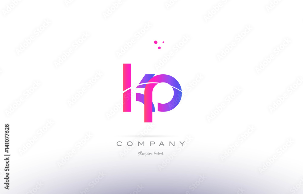 kp k p  pink modern creative alphabet letter logo icon template - obrazy, fototapety, plakaty 