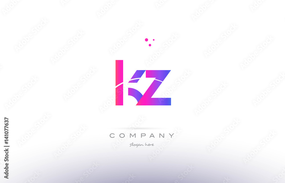 Obraz premium kz k z pink modern creative alphabet letter logo icon template