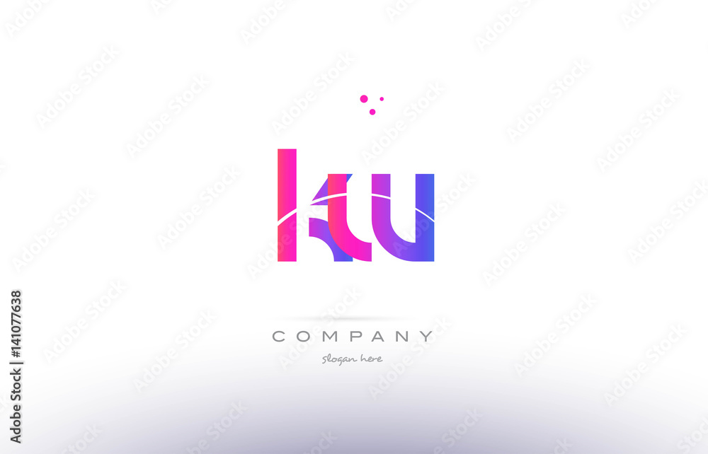 kw k w  pink modern creative alphabet letter logo icon template