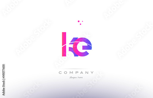 ke k e pink modern creative alphabet letter logo icon template