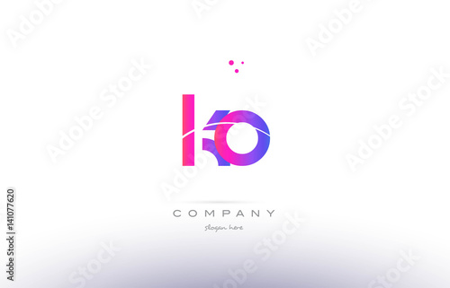 ko k o  pink modern creative alphabet letter logo icon template