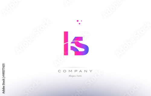 ks k s  pink modern creative alphabet letter logo icon template
