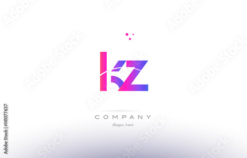 kz k z pink modern creative alphabet letter logo icon template