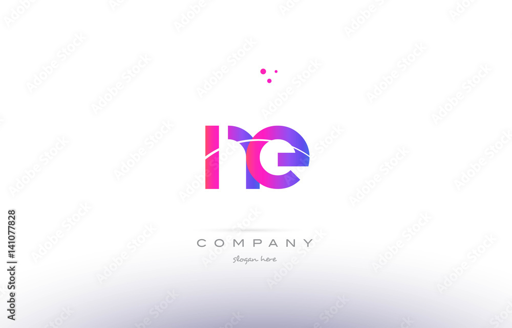 ne n e  pink modern creative alphabet letter logo icon template
