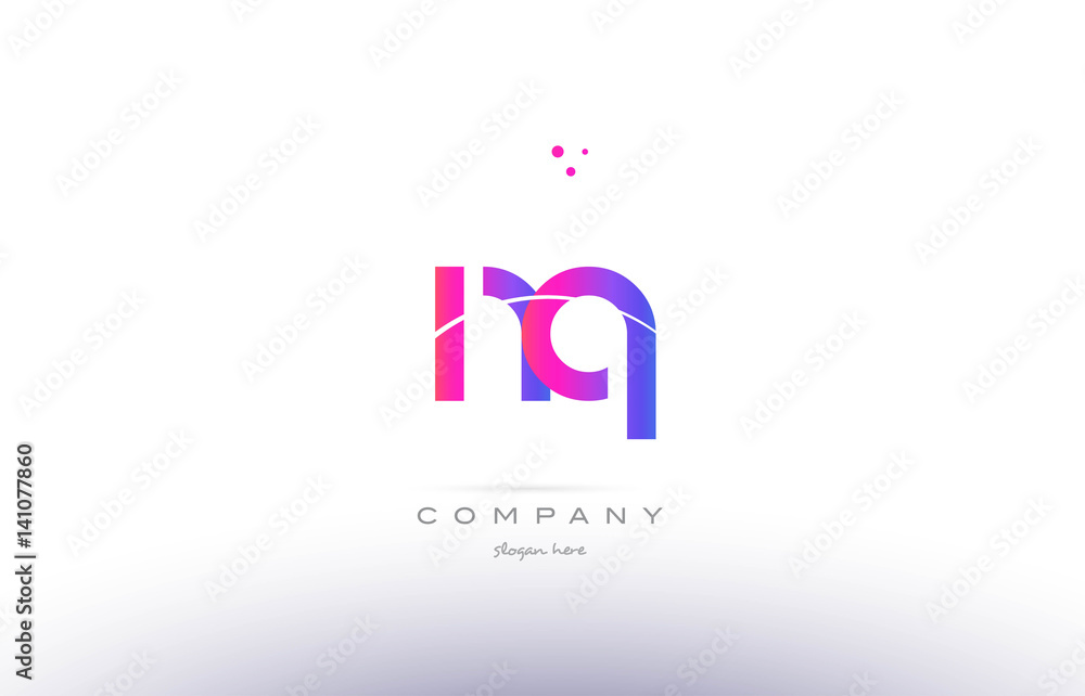 nq n q  pink modern creative alphabet letter logo icon template