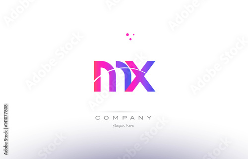 mx m x pink modern creative alphabet letter logo icon template