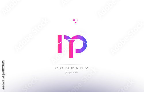 np n p  pink modern creative alphabet letter logo icon template