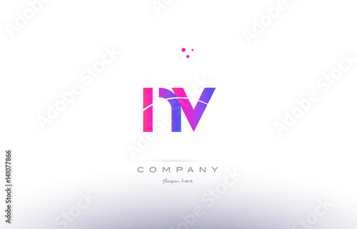 nv n v pink modern creative alphabet letter logo icon template