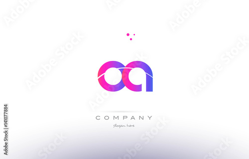 oa o a pink modern creative alphabet letter logo icon template