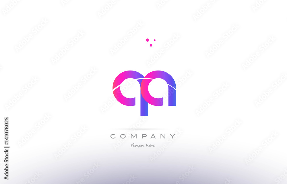 qa q a  pink modern creative alphabet letter logo icon template