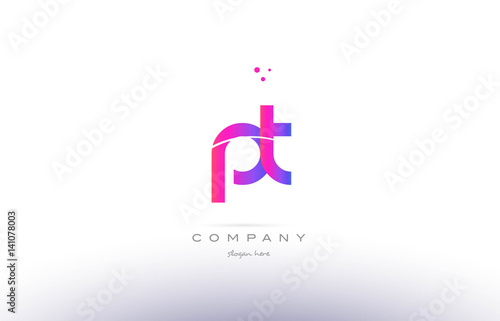 pt p t  pink modern creative alphabet letter logo icon template © dragomirescu