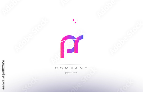 pr p r  pink modern creative alphabet letter logo icon template