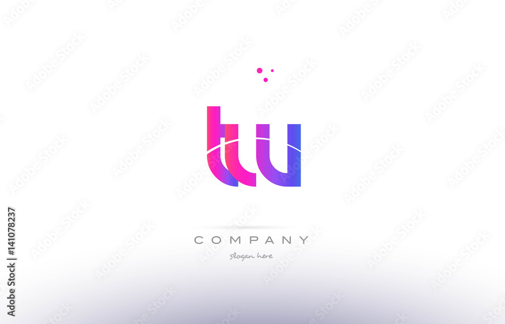 tw t w  pink modern creative alphabet letter logo icon template