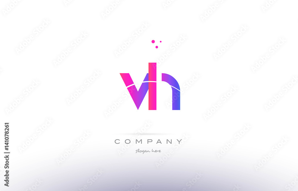 Fototapeta premium vh v h pink modern creative alphabet letter logo icon template