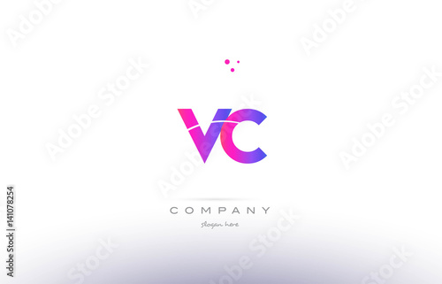 vc v c  pink modern creative alphabet letter logo icon template