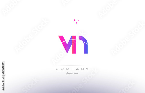 vn v n  pink modern creative alphabet letter logo icon template