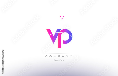 vp v p  pink modern creative alphabet letter logo icon template