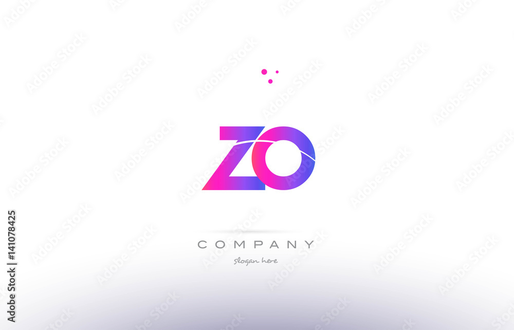 zo z o  pink modern creative alphabet letter logo icon template
