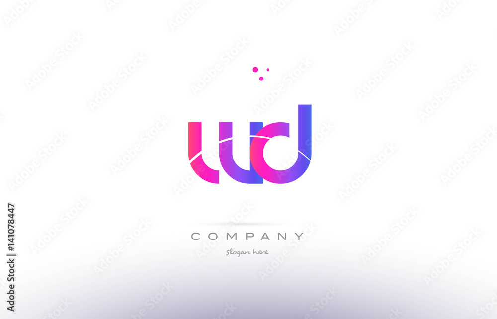 Plakat wd w d pink modern creative alphabet letter logo icon template