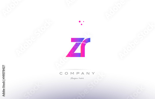 zr z r pink modern creative alphabet letter logo icon template