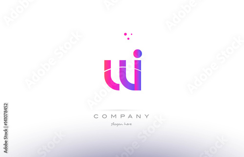 wi w i  pink modern creative alphabet letter logo icon template