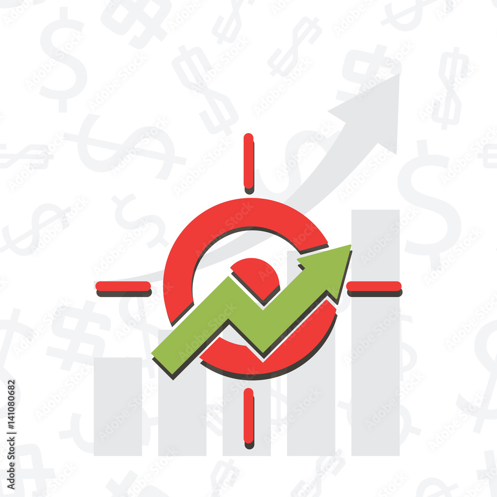 Upward chart with target symbol financial success abstract vector illustration. Upward chart with target symbol financial success abstract vector illustration.