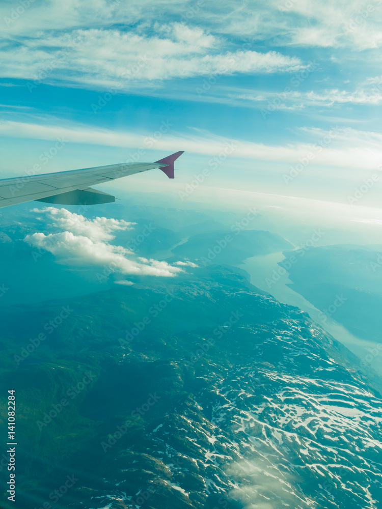 Beautiful sky and land view from plane Beautiful sky and land view from plane