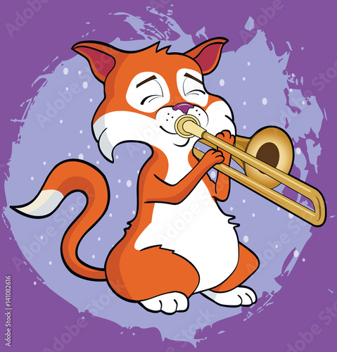 Jazz Cat / A funny cat plays the trombone.