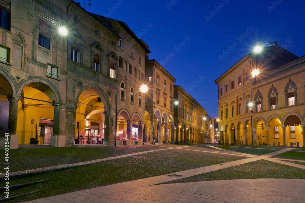 Night view of Piazza Santo Stefano, Bologna, Italy