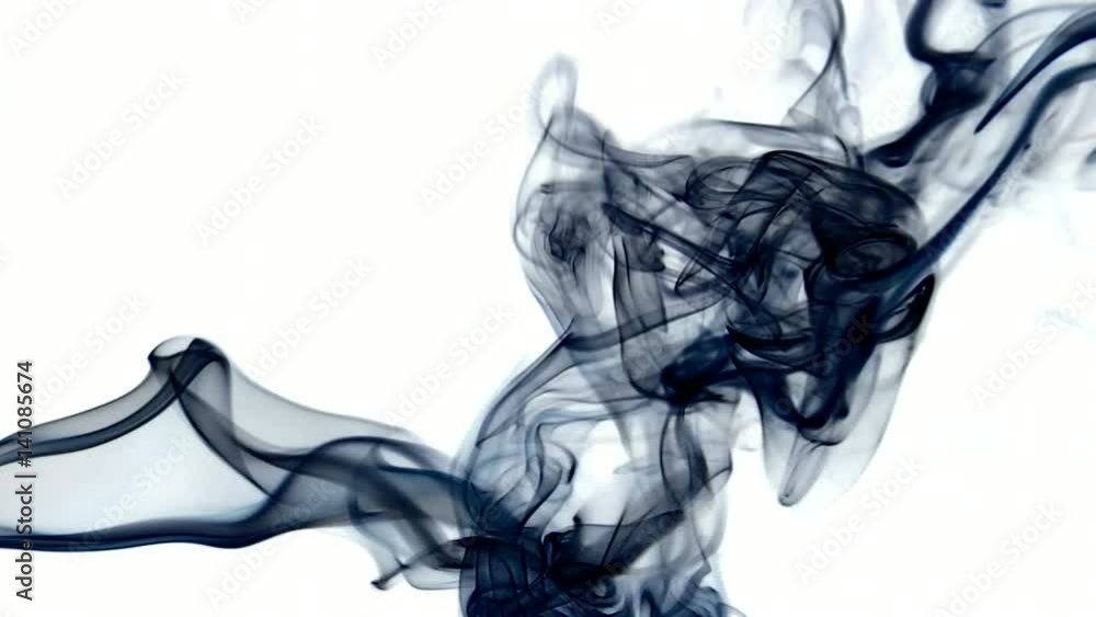 Black smoke rolls across the screen against a white background