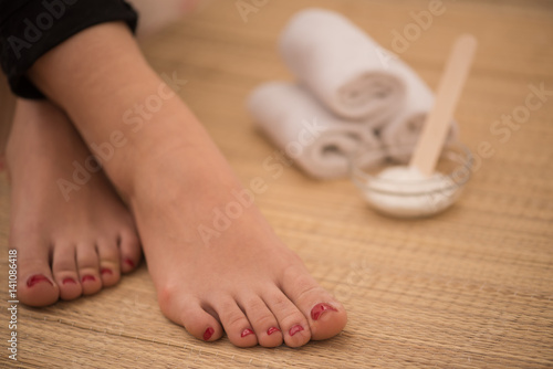 female feet at spa salon