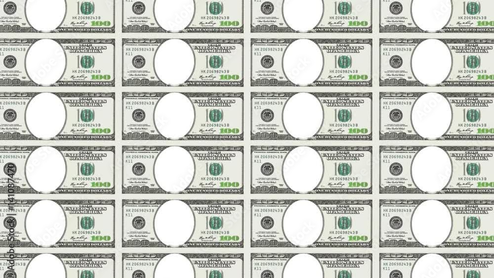Sheet of 100 dollar bills with no face moving upwards. Looped. vídeo de ...