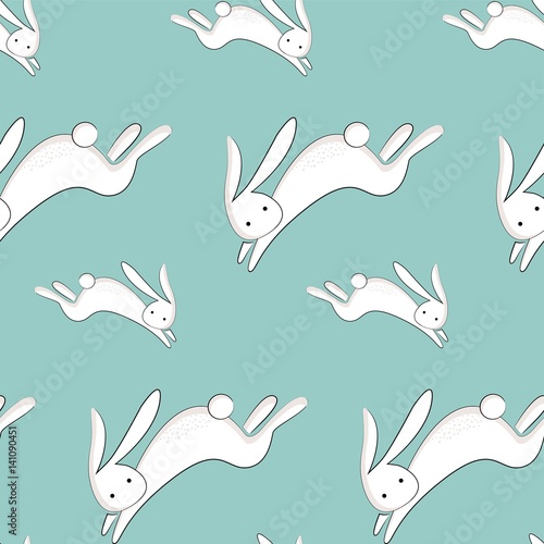 childish pattern with cute rabbits