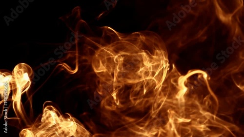 fire-colored smoke stream flows through the screen both violently and tranquilly