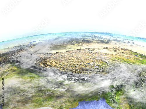 Himalayas on realistic model of Earth