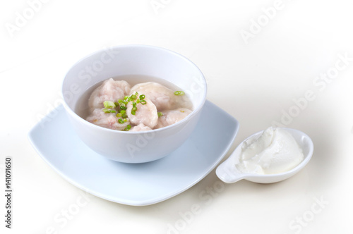 Soup with chinese Wontons 