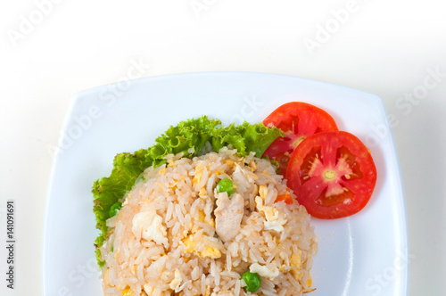 Thailand style traditional food: fried rice with chicken meat